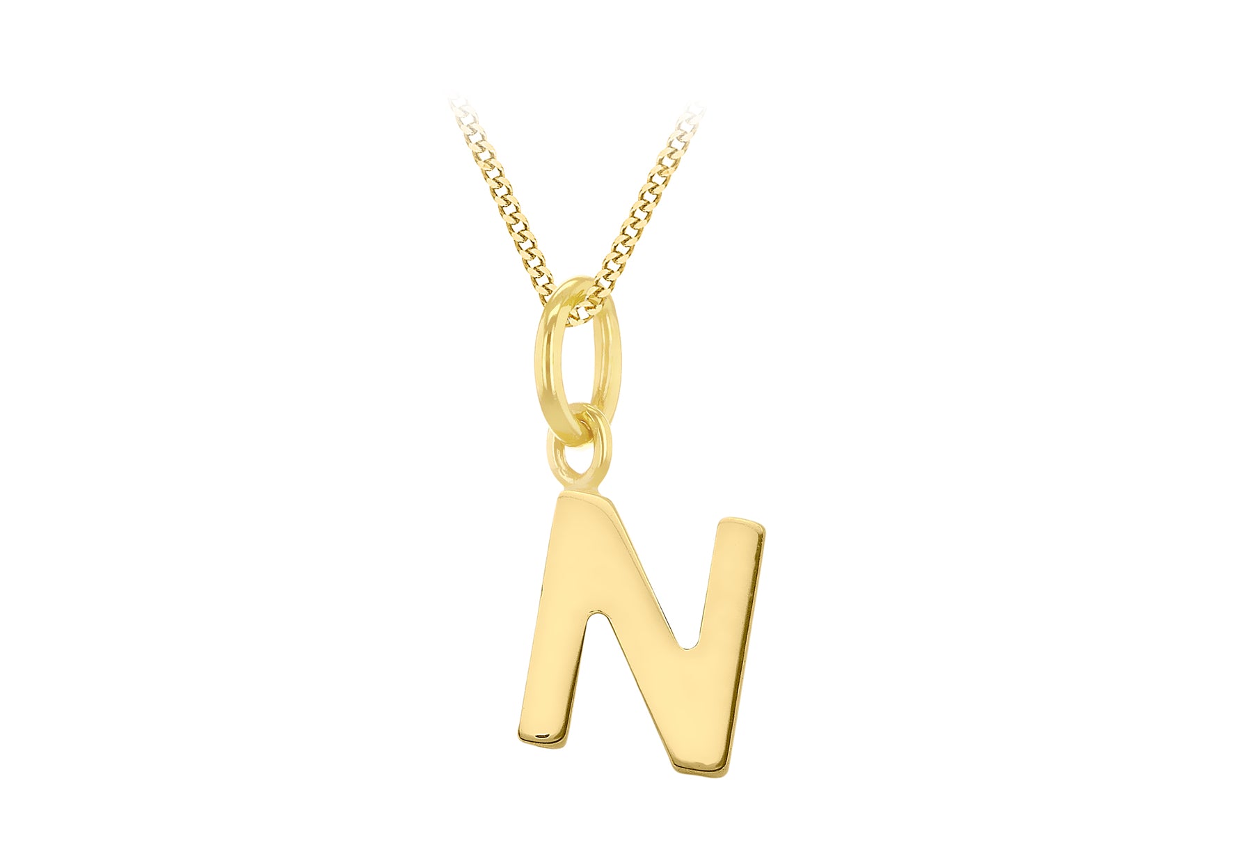 9ct Yellow Gold Tiny Initial N Pendant