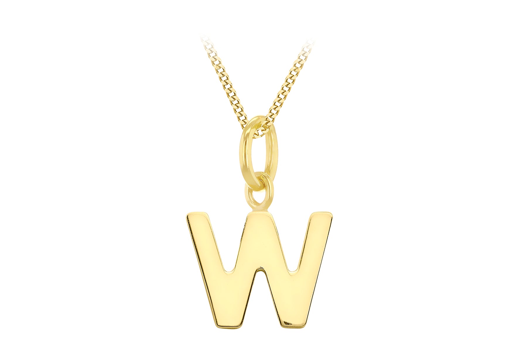 9ct Yellow Gold Tiny Initial W Pendant