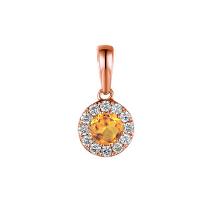 Citrine & Diamond Necklace, November Birthstone Pear Shape Cluster