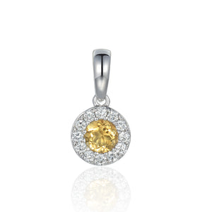 Citrine & Diamond Necklace, November Birthstone Pear Shape Cluster