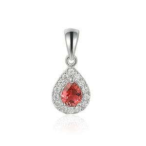 Pink Tourmaline & Diamond Necklace, Pear Shape Cluster October Birthstone