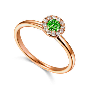 Peridot & Diamond Ring, August Birthstone Round Cluster