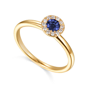 Sapphire & Diamond Cluster Ring, September Birthstone Round Cluster