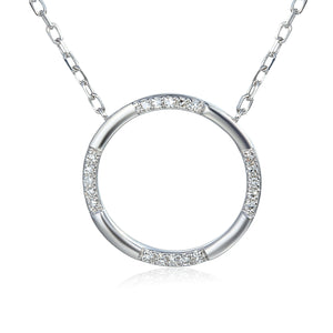 Gold Scattered Diamond Open Circle Geometric Necklace