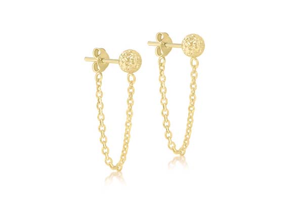 Stud earrings with chain on sale drop