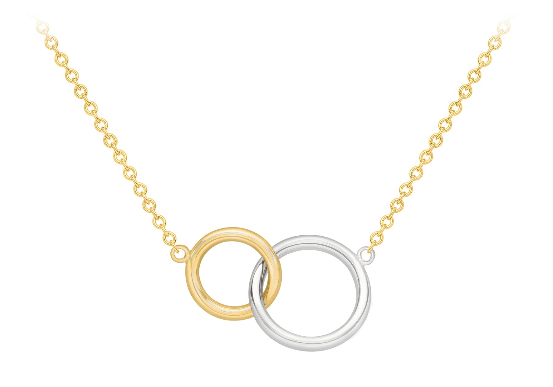 9ct Two-Tone Gold Cubic Zirconia Double Circle Necklet