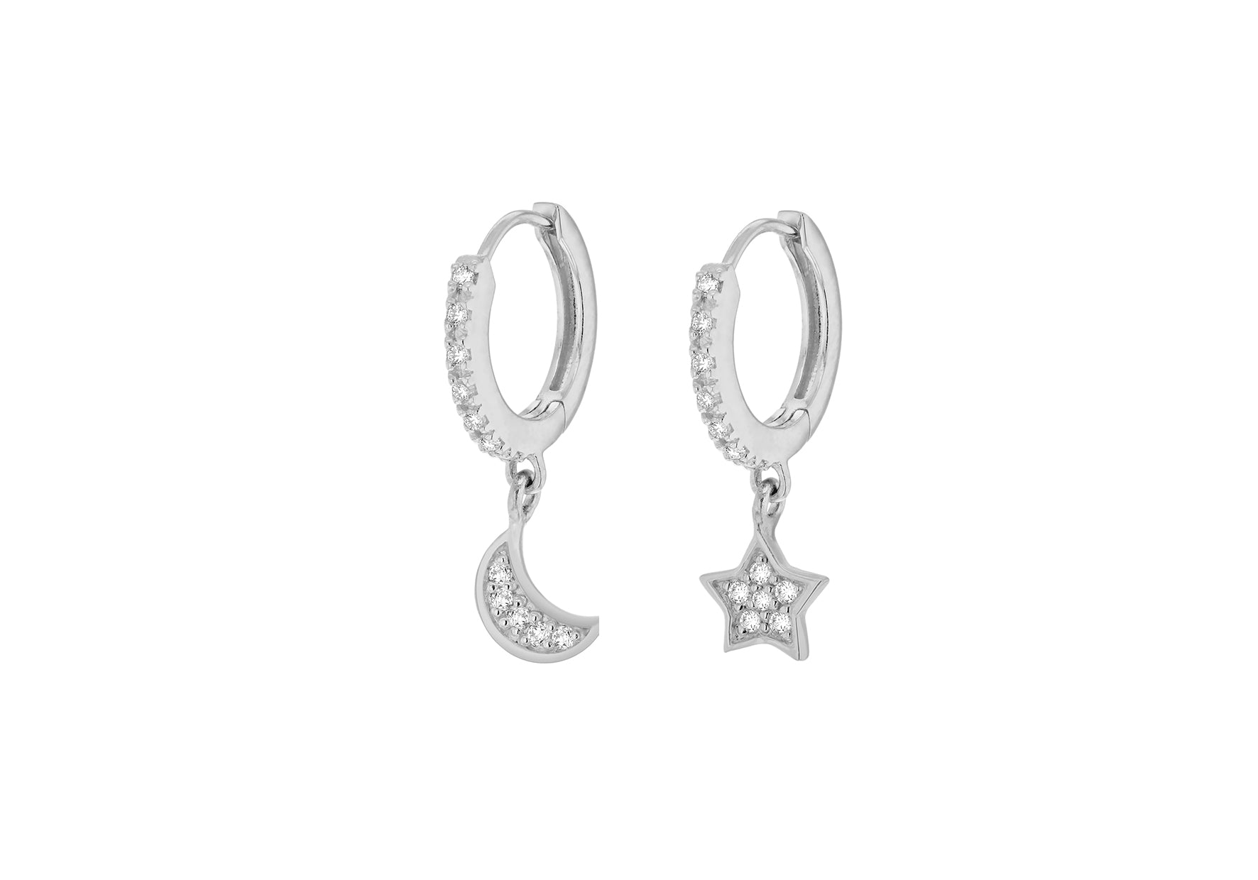 Diamond moon and hot sale star earrings