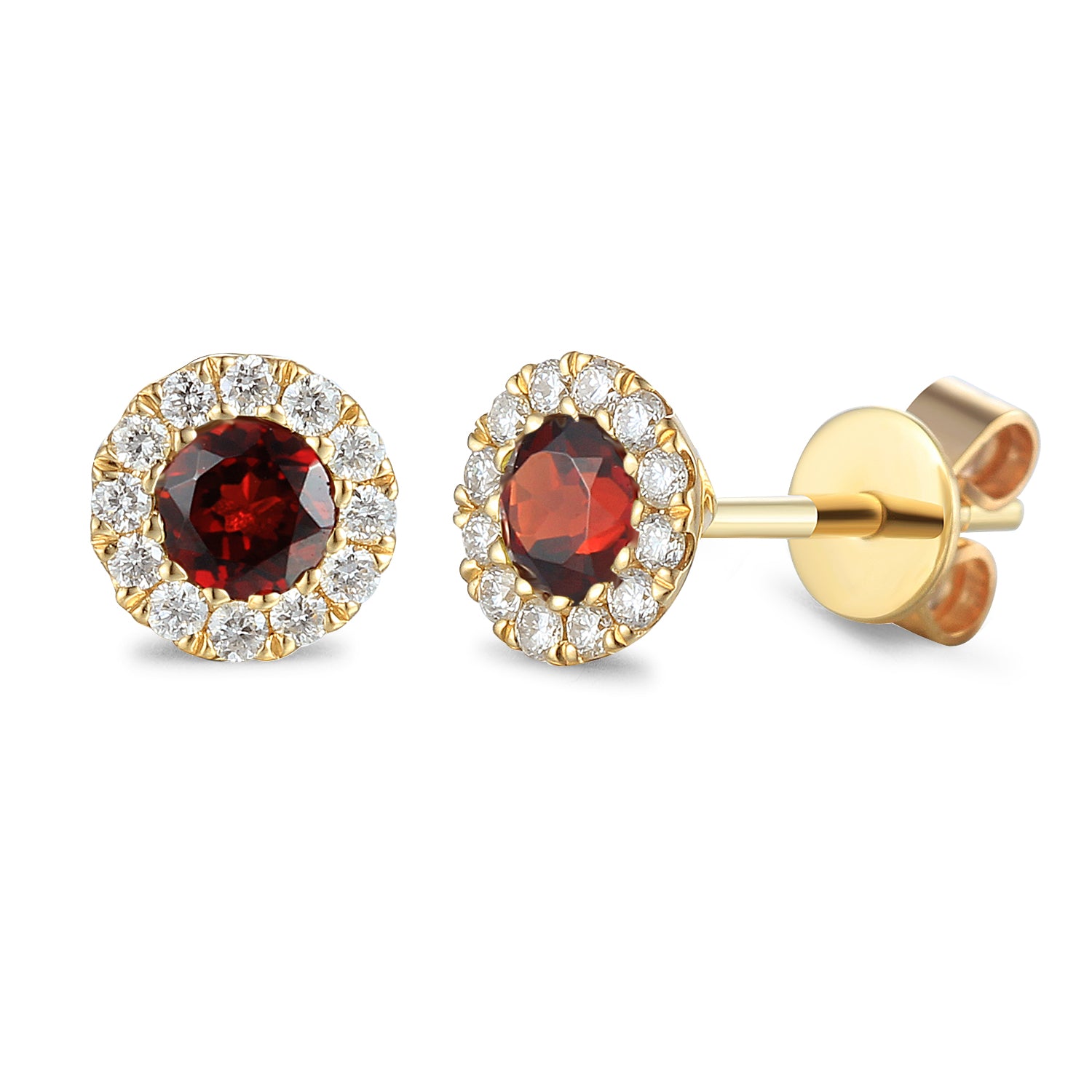 Garnet Birthstone Stud Earrings in 14k White Gold (January)