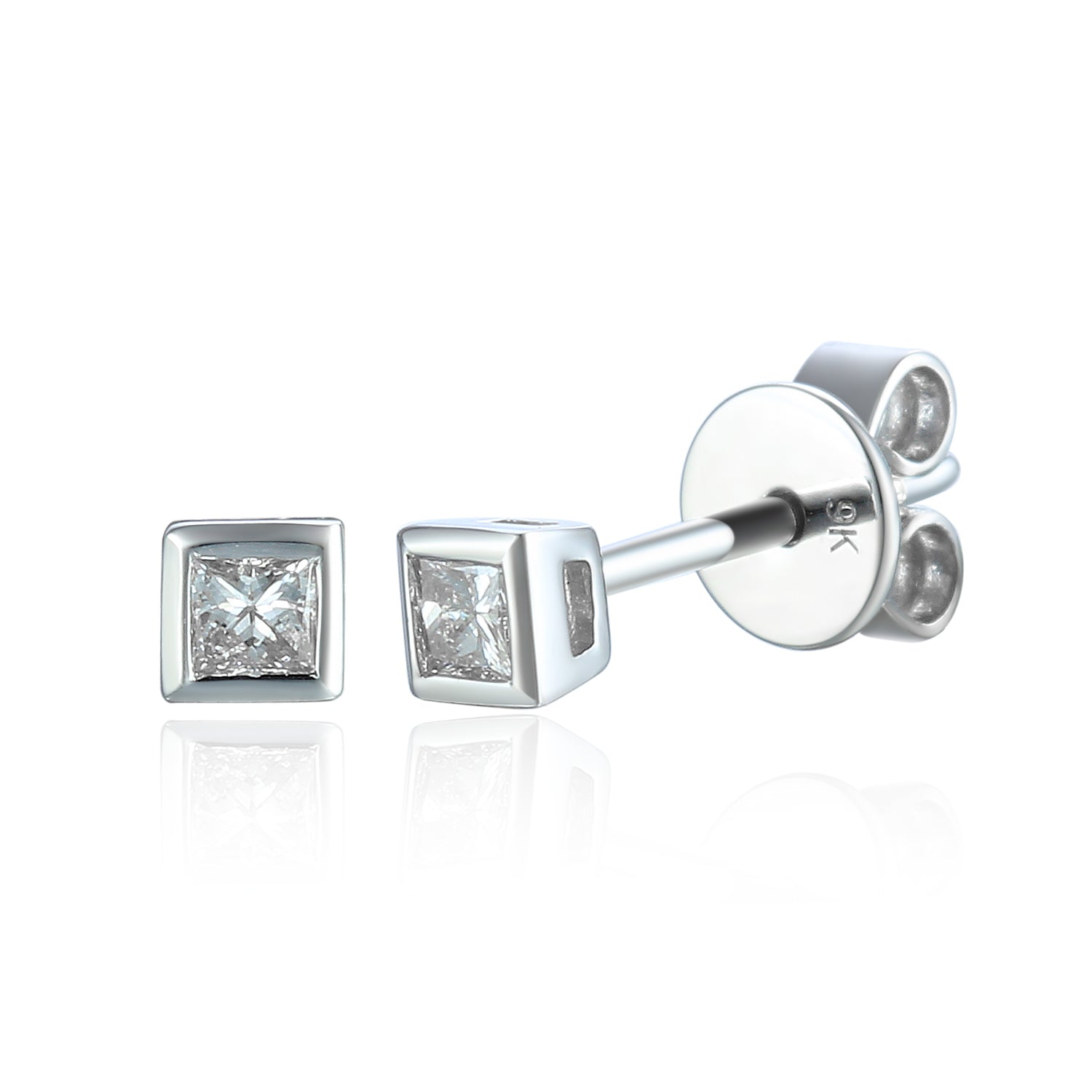 Small princess cut 2024 diamond earrings