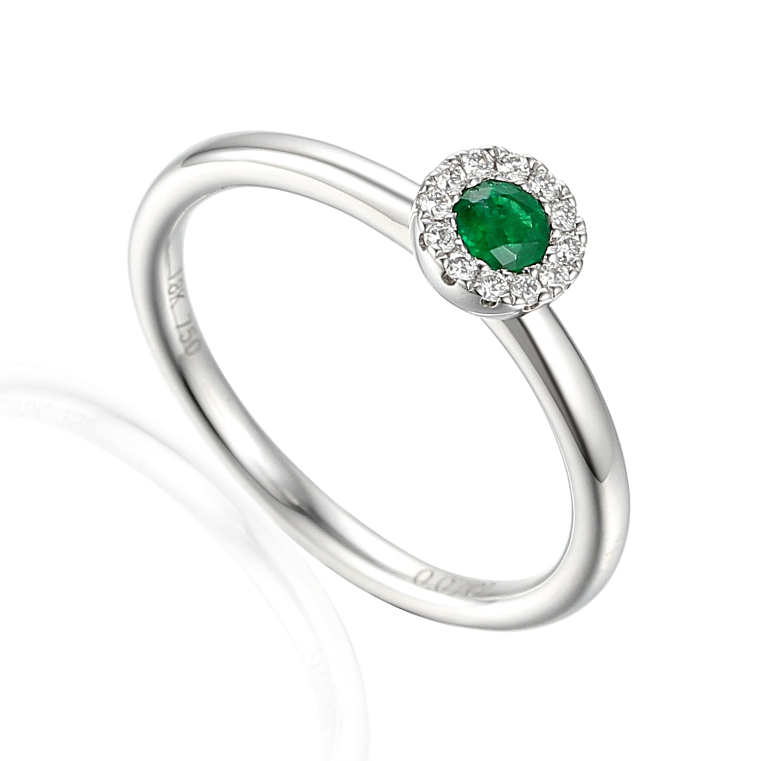 Emerald & Diamond Ring, May Birthstone Round Cluster