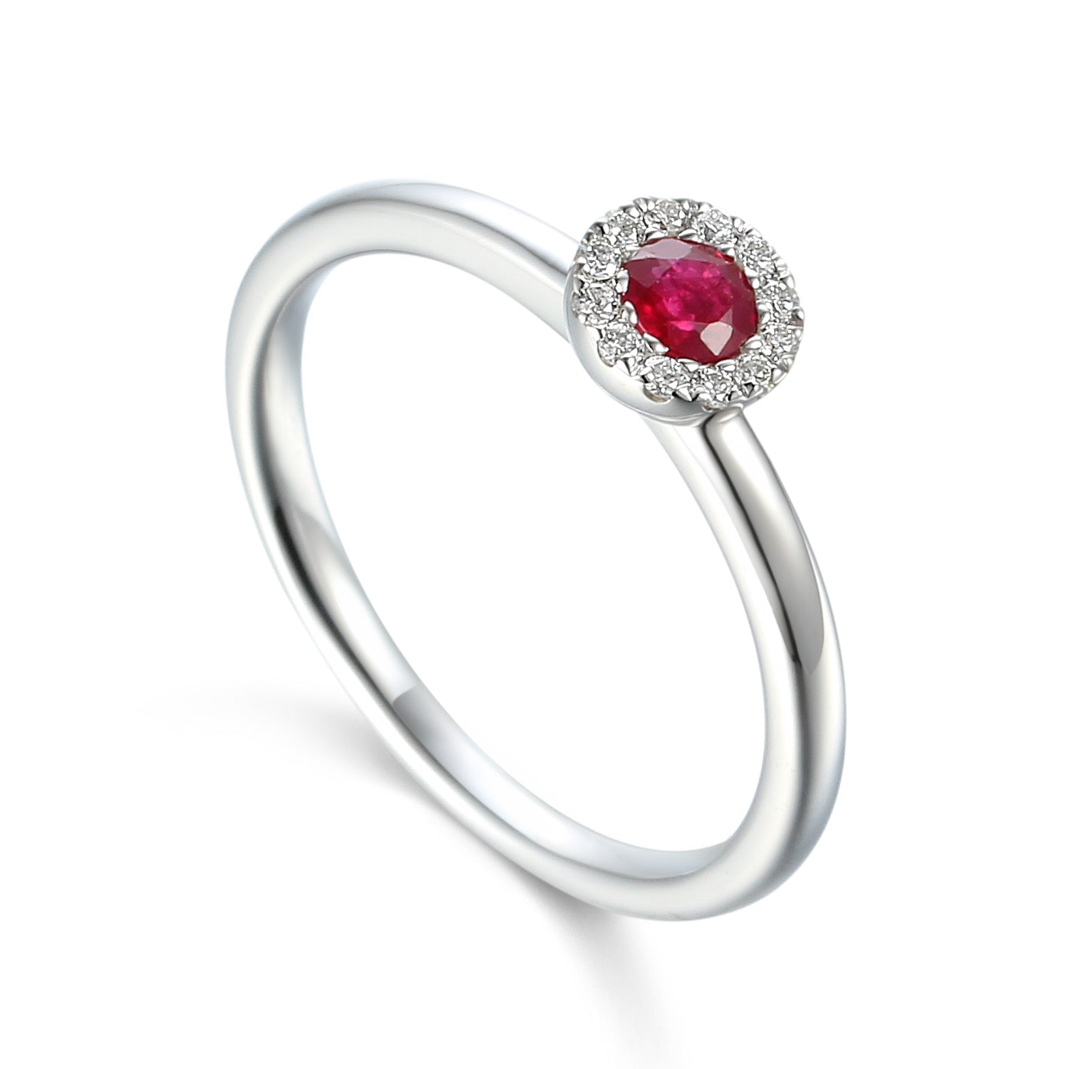 Ruby & Diamond Ring, July Birthstone Round Cluster