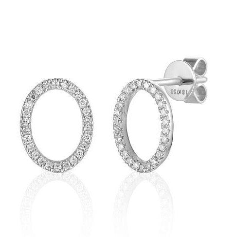 NEW 18K White Gold Pave Diamond Earrings high quality